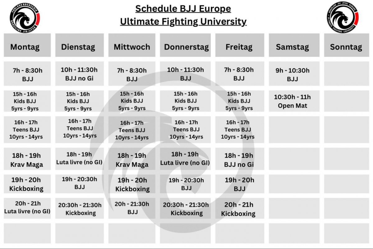 Kampfsport München Trainings-/ Stundenplan